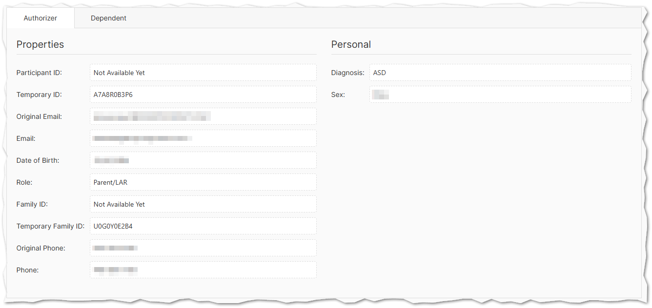 Figure 2: The researcher view details panel.